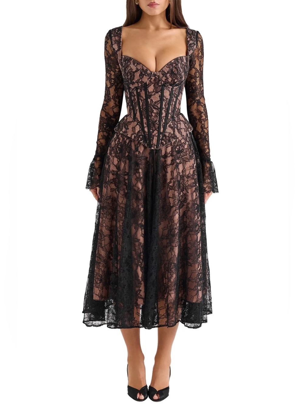 House of CB Raquel dress lace midi corset
